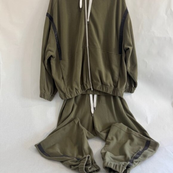 Brunello Cucinelli Green Cotton Tracksuit Set – Medium Top / Large Bottom - Picture 9 of 14
